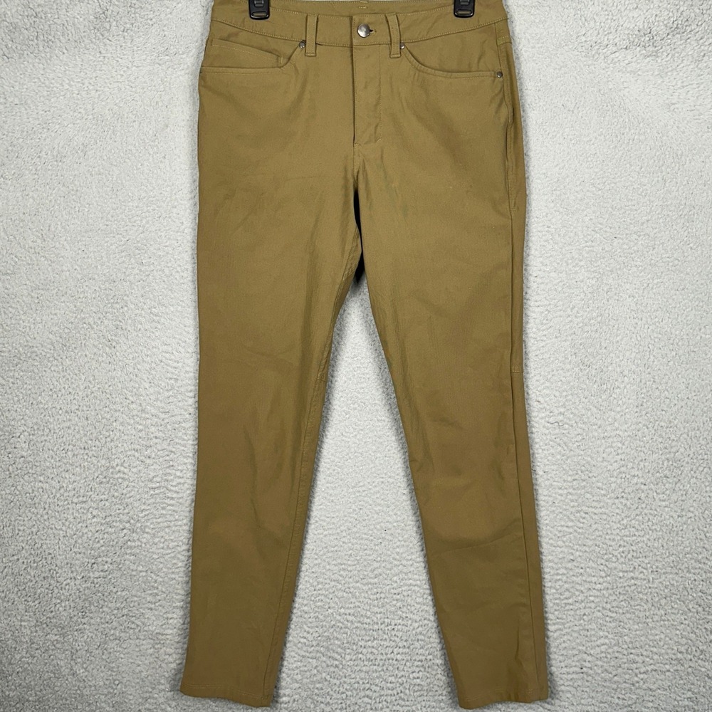 Lululemon ABC Pants Mens 30 Slim Fit Trousers Khaki Technical Stretch Chino Logo